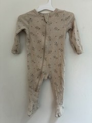 Rabbit + Bear Baby Girl Cute Floral Deer Cotton Rib-Knit Sleep & Play Brown 6-9M