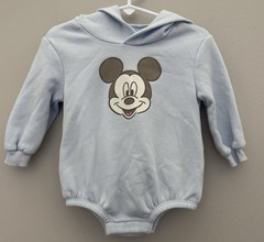 Old Navy Disney 12/18 Light Blue Hooded Sweatshirt Bodysuit With Ears Mickey