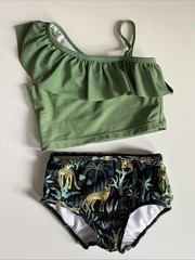 Ruffle Butts Toddler Girl’s On Safari Rainforest Two-Piece Swimsuit Size 3T
