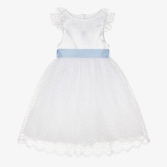 BEATRICE & GEORGE WHITE EMBROIDERED TULLE DRESS 18 Months