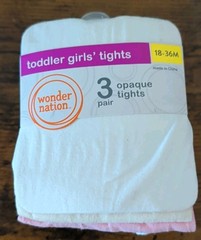 Toddler Girls Opaque Tights Size 18-36M 3 Pair By Wonder Nation