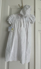 Petit Ami White Eyelet Embroidered Christening Gown w/ Bonnet Lined 6M