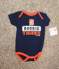 Team Athletics Baby Detroit Tigers Baseball Romper Navy Orange 18 Months NEW