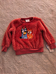 Bluey & Bingo Pink Fleece Lined Pullover Sweatshirt 18M Polyester Crew