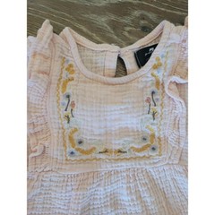 7 For All Mankind Baby Girl Pink Gauze Cotton Embroidered Ruffle Top 3T #5