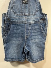 Oshkosh B’Gosh Denim Short Overalls with Stripped Straps Size 24 Months