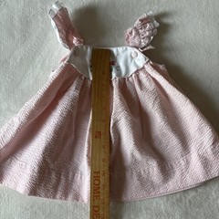 VTG Carters Baby Pink Seersucker 2 Pc Set 6mos Dress Bloomers Butterflies Berry