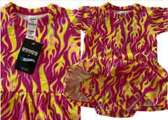 Bonds Hot Wheels Pink Flames Sz 1 Dress 12 – 18 Months Roomies Balletsuit BNWT