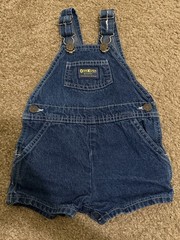 Vintage OshKosh B’gosh Denim Overall One-Piece Shortalls 24 Months Blue Pockets