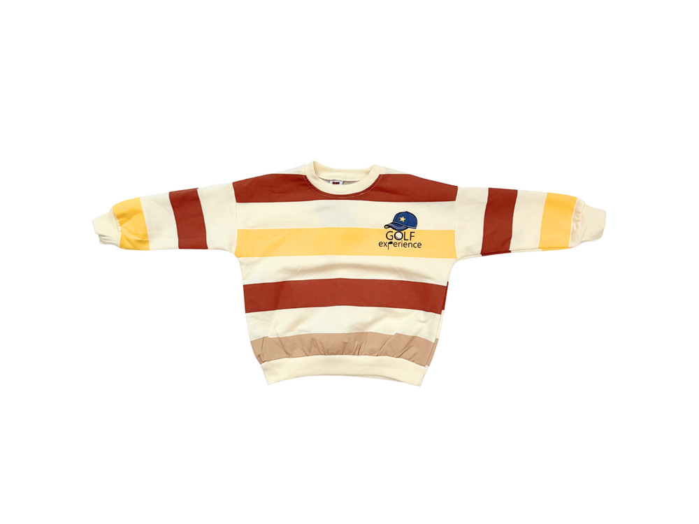 AyaKids Golf Experience Striped Sweatshirt Pants Set Cream Red Yellow Toddler
