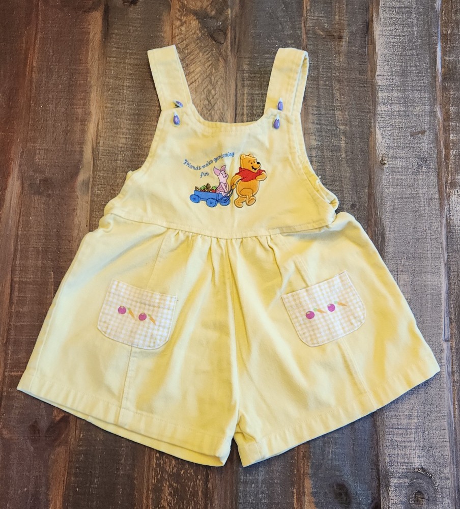 Vintage Rare Winnie The Pooh Overalls Piglet Friends Make Gardening Fun 4T