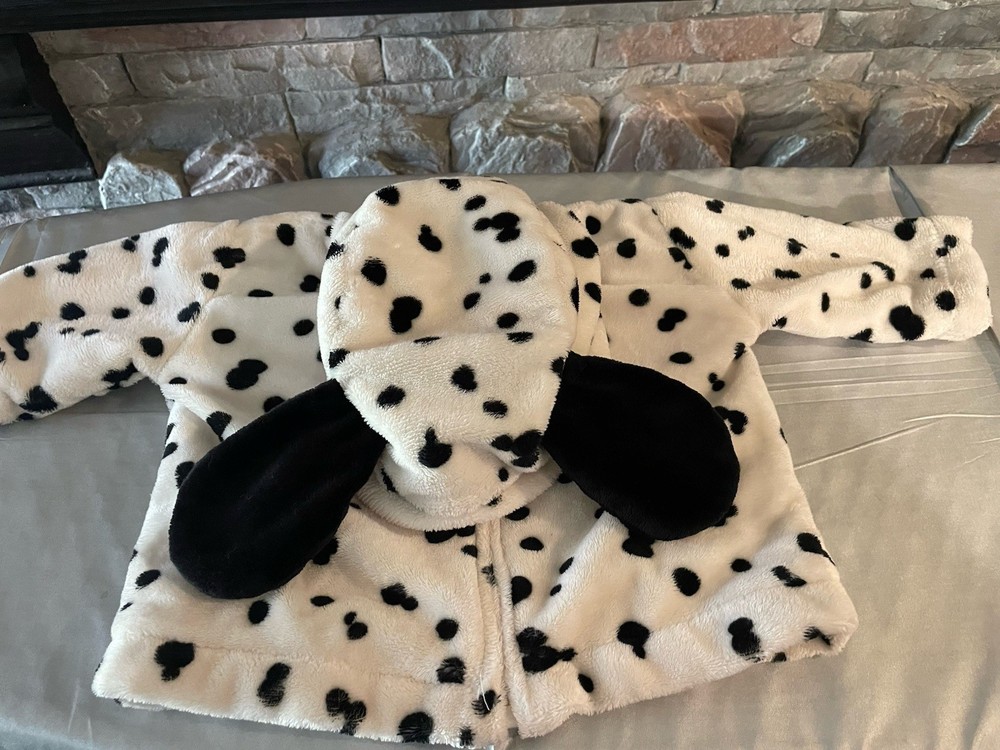 Gymboree Baby 6-9mo dalmatian polkadot black-and-white hoodie jacket W/ears Zip