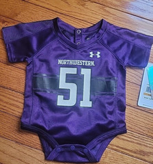 Northwestern Wildcats Under Armour Bodysuit #51 Pat Fitzgerald NWT 3-6 Mos