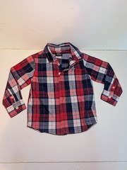 Wrangler 2T Toddler Long Sleeve Western Cowboy Shirt Button Up Red Blue Plaid