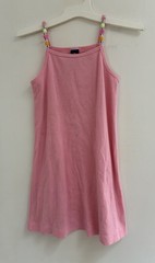 Old Navy Toddler Girls Solid Pink Cotton Cute Beaded Strap Sleeveless Dress 4T