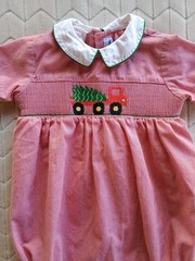 Vtg Silly Goose Smocked Holiday Romper, 18 months Boy/Girl Unisex Red Gingham