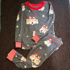 PJ Salvage 2-Piece Pajama Set 2T Gray/Red/White Snowman Thermal Long Sleeve Snug