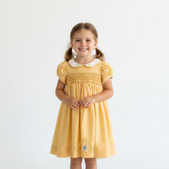 NWT Pretty Girls Embroidered Smocked Dress Boutique Princess Sunshine Yellow 12