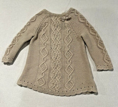 Cupcakes and Cashmere Infant Girls 3-6 Mo Cable Knit Sweater Dress Neutral Beige