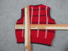 IMP Originals Sweater Vest Toddler Boy 18M Red Plaid V Neck 100% Cotton USA Made