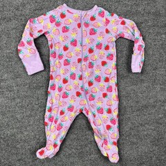 Wonder Nation Baby Girls Strawberry Footed Sleeper Romper Lavender 3-6 Months