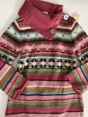 Baby Gap Girls Turtleneck Sweater Dress Fair Isle Fringed Hem Size 2 NWT
