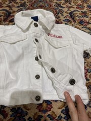 Monag Kids Girls 18 Months “Elliana” White Denim Jacket With Snaps