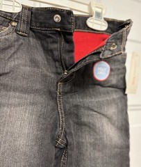 Boys Fleece Lined Denim Jeans Size 24 Mon Adjustable Waist Black/Red WonderK NWT