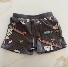 ZARA Peanuts Snoopy Woodstock Sweatshorts Elastic Waist Gray 3-6M