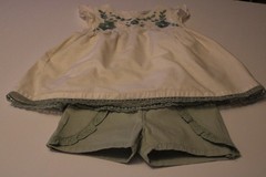 Toddler girl’s Limited Too green shorts & Rachel Zoe lined casual top size 3t