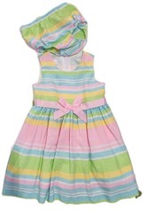 Bonnie Baby Toddler Girl Dress 18M Pastel Striped Summer Spring Outfit Bloomers
