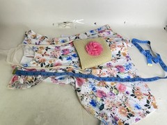 Tahari Girl Floral Eyelet Fit and Flare Dress with Matching Purse Bag Girls 3T