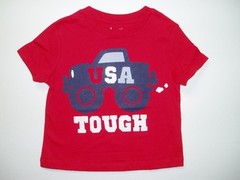 Boy’s Red Short Sleeve T-Shirt Monster Truck USA Tough New