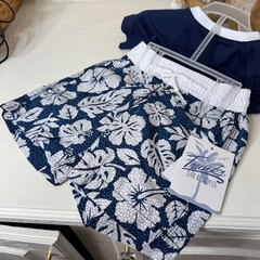 Trunks Surf & Swim Co Boys Swim Set 2 Marine Blue White Hibiscus TS0252420 NEW