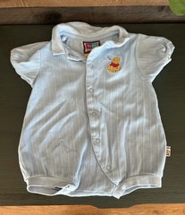 Vintage Y2K Winnie the Pooh Baby One-Piece Romper 6 Months 100% Cotton Blue