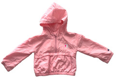 Champion Kids Girls Solid Pink Half zip Hooded Pullover Windbreaker Size 3T