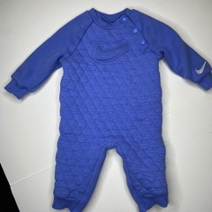 Nike Baby Boys Girls Blue Quilted Romper Jumpsuit Snap Button Logo 12 Months