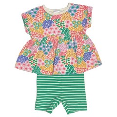 Hanna Andersson Floral Tunic Top, Striped Shorts Set Size 2T Pink Green Colorful