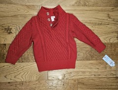 Cat & Jack Boys Mockneck Knit Sweater With Buttons Red 3T NWT
