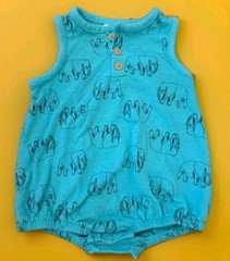 Cat & Jack Baby Romper One-Piece 6-9M Turquoise- Fun n’ Sun- Beach/Park-Play