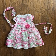 Marmallata 24M Pink Floral Tulle Fit & Flare Dress Ruffle Cap Sleeve