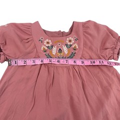 Happily Grey Kids 2T Pink Floral Embroidered Dress Puff Sleeve Boho Cottagecore