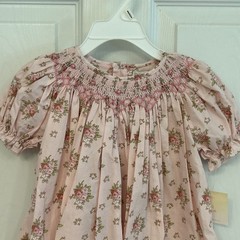 Petit Ami Baby Girl Pink Floral Pintuck Smocked Dress 12 Month NWT