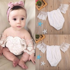 Newborn Baby Girls Outfits Lace Pullover Short Sleeve Jumpsuit Romper Clothes