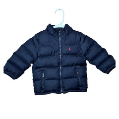 Ralph Lauren Unisex Baby Blue Down Puffer Jacket Nylon Full Zip 24M