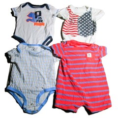 Variety Baby Bodysuit Bundle Size 6-9 Mos 4 One-Pieces Puma July 4th Cotton