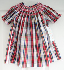 NWT Southern Sunshine Smocked Festive Plaid Taffeta Bishop Dress Girl’s Size 3M