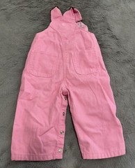 Carhartt Baby Girls Bib Overalls 9 Pink Classic Pockets Canvas Loose Fit