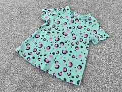 Baby Girls TU 100% Cotton Green + Pink Patterned T-Shirt / Top – 12-18 Months