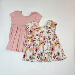 Gerber Girl’s Dress 2pk Bundle 18M Floral Short Sleeve Pink Empire Waist Flare